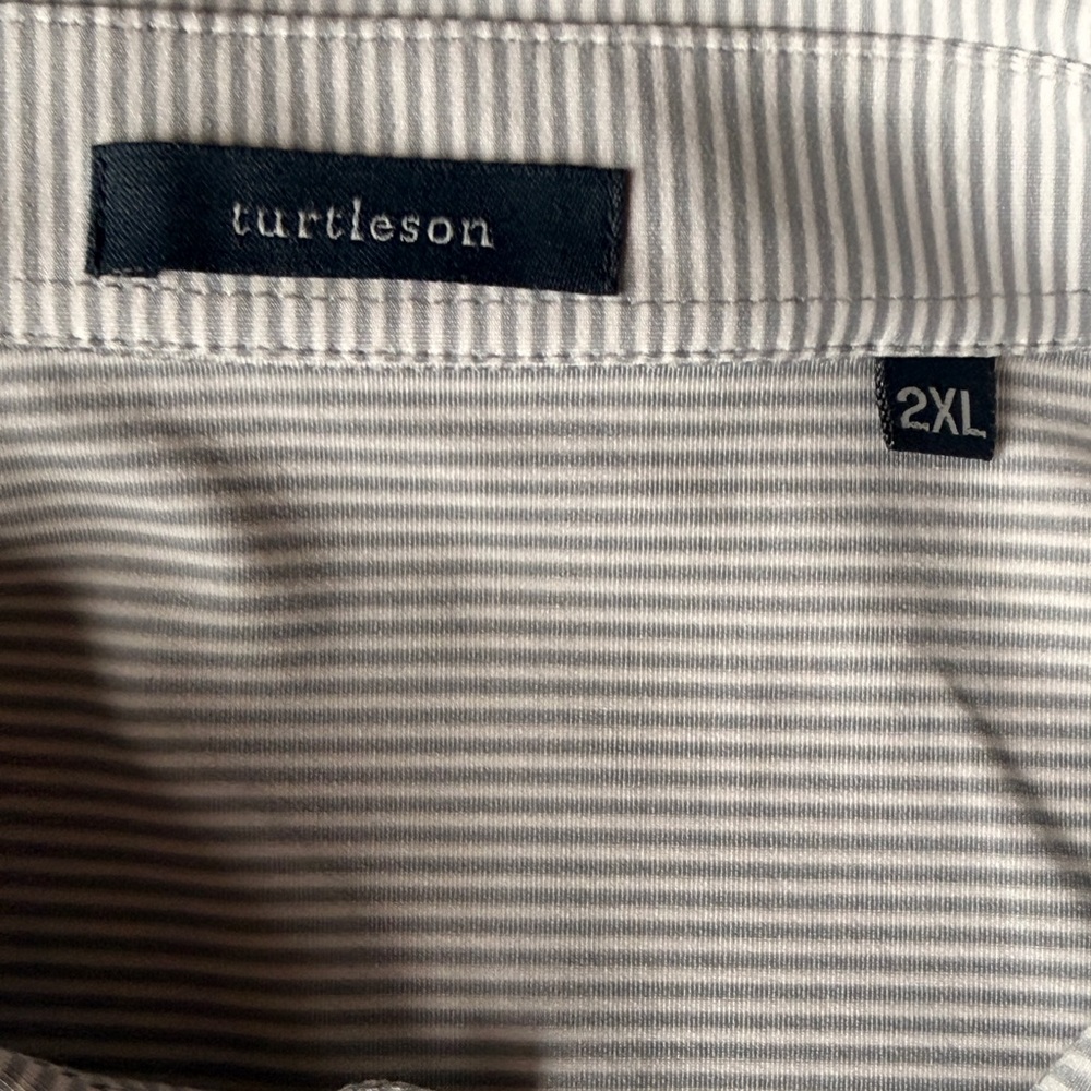 Turtleson Carter Stripe Long Sleeve Performance Polo Gray White, XXL